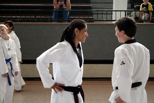 Die Referenten Nuray Ceyhan (4. Dan Taekwondo und 4. Dan TangSooDo) und Holger Gerhards (3. Dan Taekwondo)